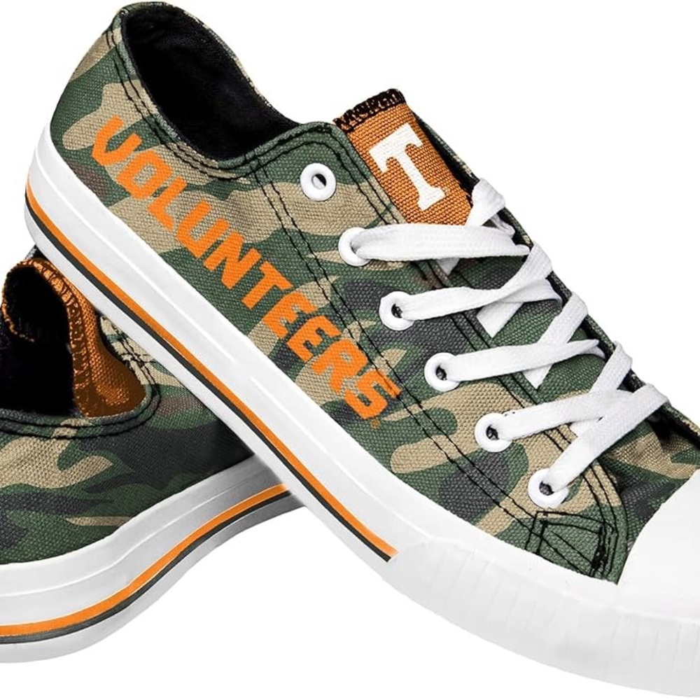 University Of Tennessee UTK Camo Sneakers with Orange Accents